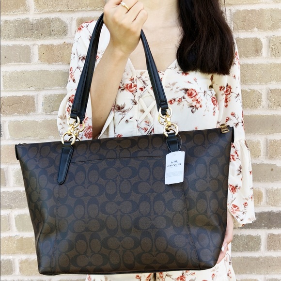 🌺🌺 Coach Large Tote brown FREE Wristlet - Picture 3 of 8